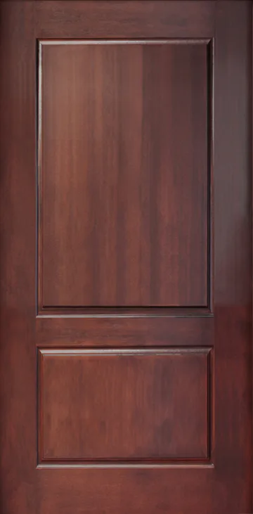 Mahogany-grain textured fiberglass entry door