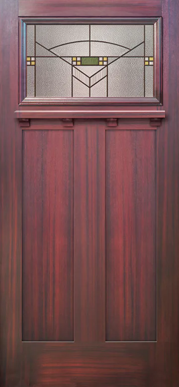 Craftsman-style fiberglass entry door