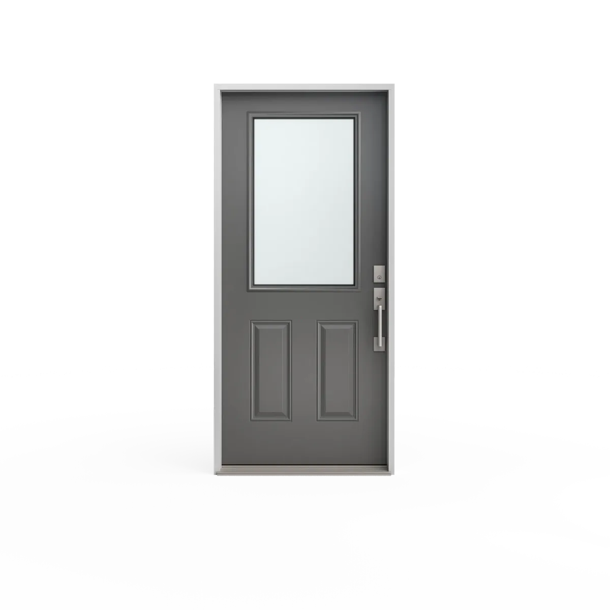 Fiberglass entry door with upper half glass