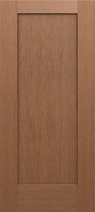 One-panel woodgrain fiberglass entry door