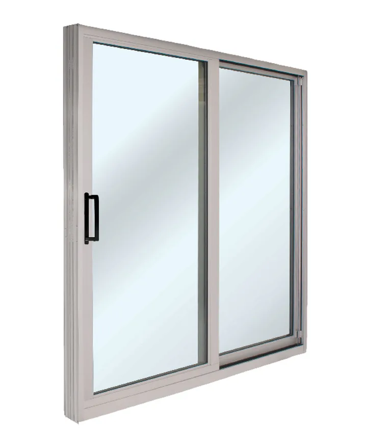 Dark aluminum sliding patio door system