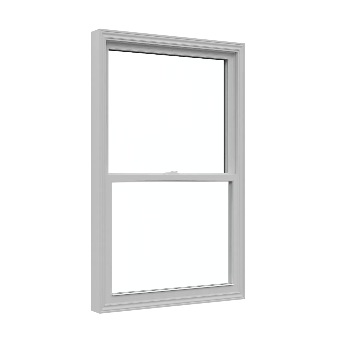 White double-hung replacement window with two sliding sashes