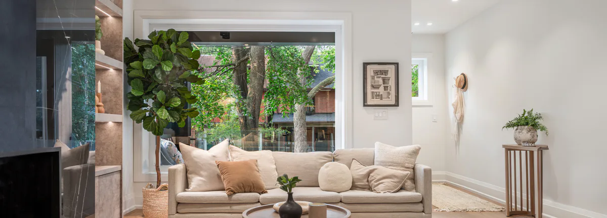 White slim-profile fixed replacement window